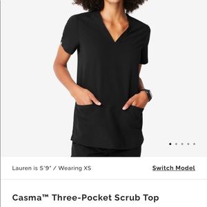 Figs Casma 3 pocket scrub top black